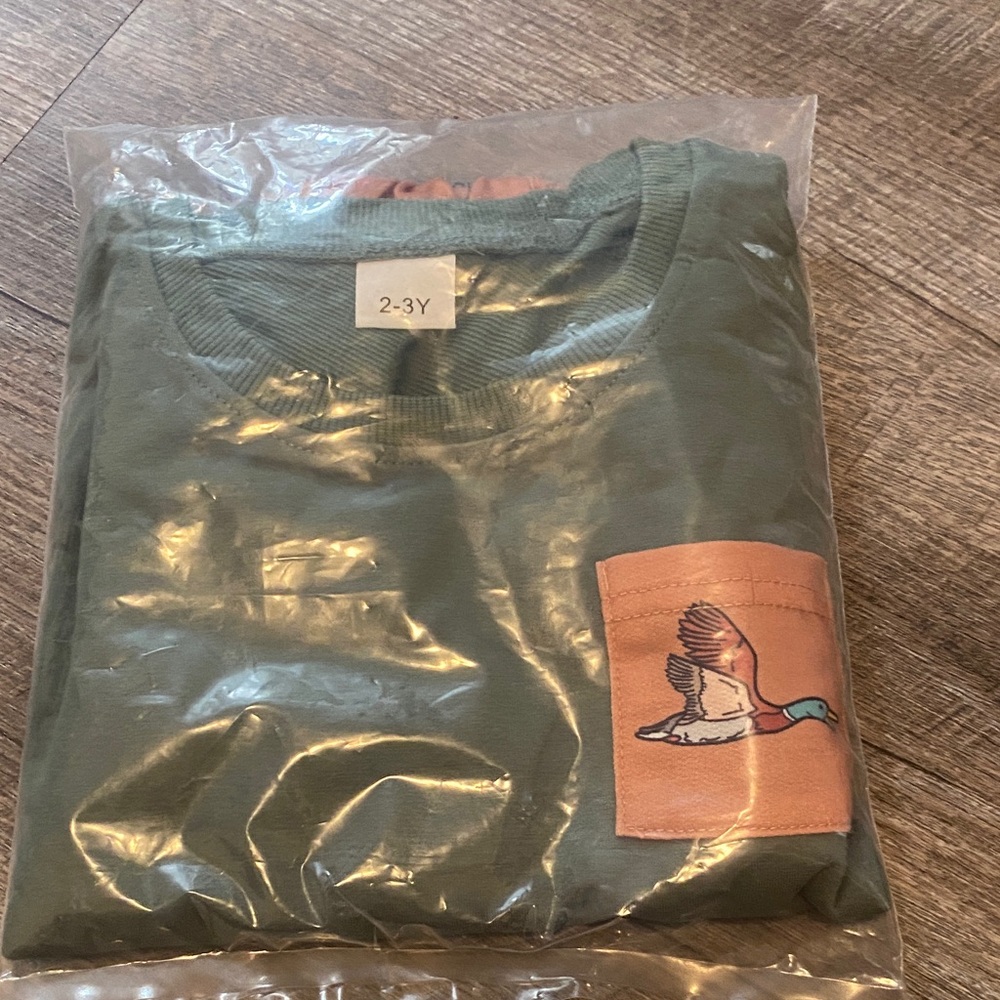 Kids Green Pajama Set with Duck Patch